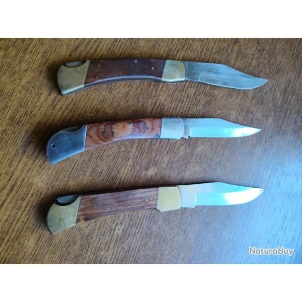 Lot de 3 couteaux " chasse" pliants