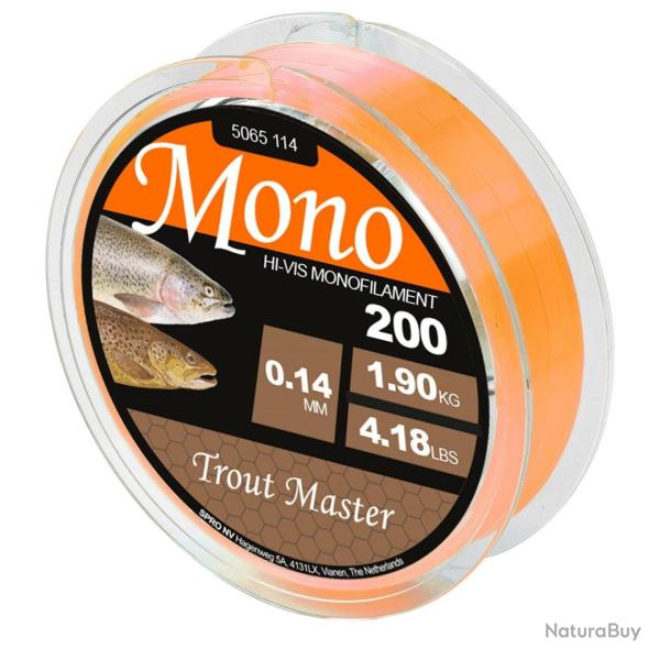 TROUT FIL DE P�CHE MASTER HI-VIS MONO TROUT MASTER 0,16mm Orange