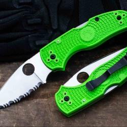 Couteau Spyderco Native 5 Salt Lame Acier LC200N Serr Manche FRN Green Lockback USA SC41SGR5