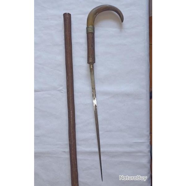 Canne �p�e de d�fense poign�e en corne vintage