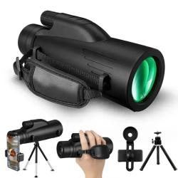 Monoculaire 12x50 HD BAK4 Longue Port&eacute;e 5000m T&eacute;lescope Portable Chasse Randonn&eacute;e Camping Zoom Puiss
