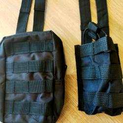 Porte accessoires molle pour GPB de couleur noire comprenant sacoche et porte radio/ ou mob