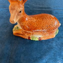 Terrine zoomorphe biche fa&iuml;ence Michel Caugant