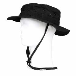 Chapeau de brousse militaire noir Bande Molle velcro baroudeur
