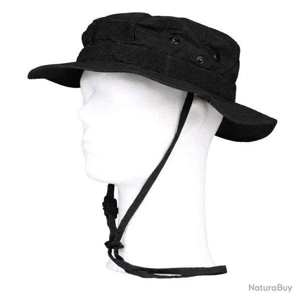 Chapeau de brousse militaire noir Bande Molle velcro baroudeur