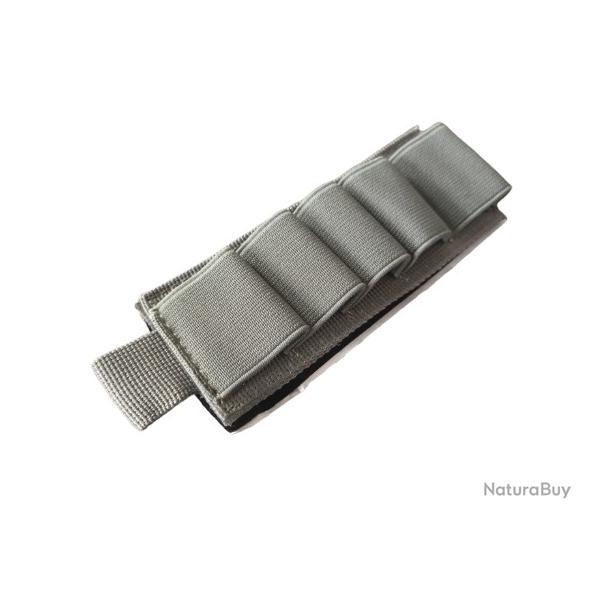 Cartouchi�re - Grise - Velcro - 5 Cartouches - Calibre 12/20