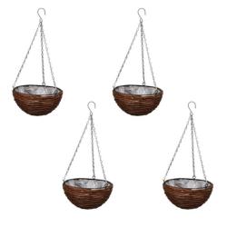 Paniers suspendus saule marron 25x13 cm avec cha&icirc;ne int&eacute;rieur ext&eacute;rieur lot 4