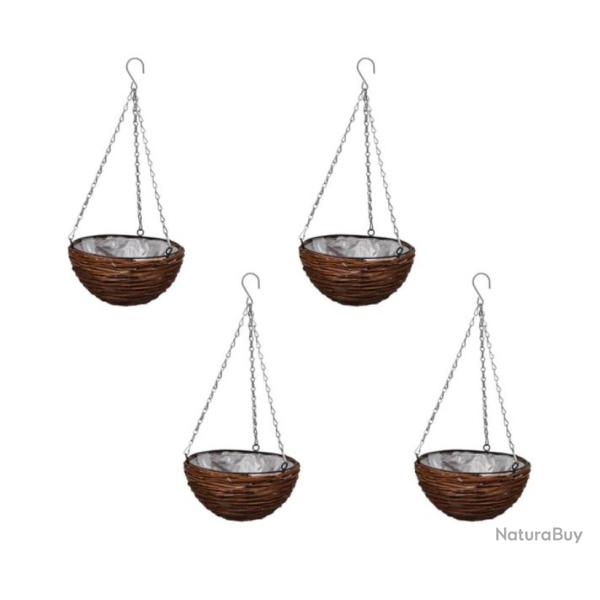 Paniers suspendus saule marron 25x13 cm avec cha�ne int�rieur ext�rieur lot 4