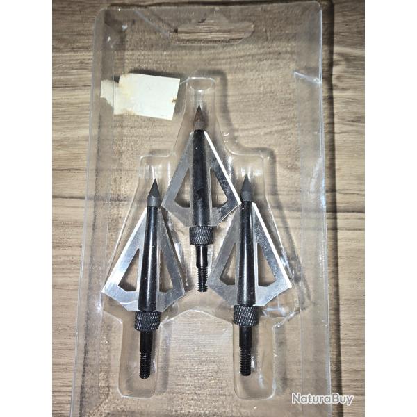 Lot 3 pointes fl�che d'arbal�te ou autres � visser 3 lames cutter / rasoir d�montable