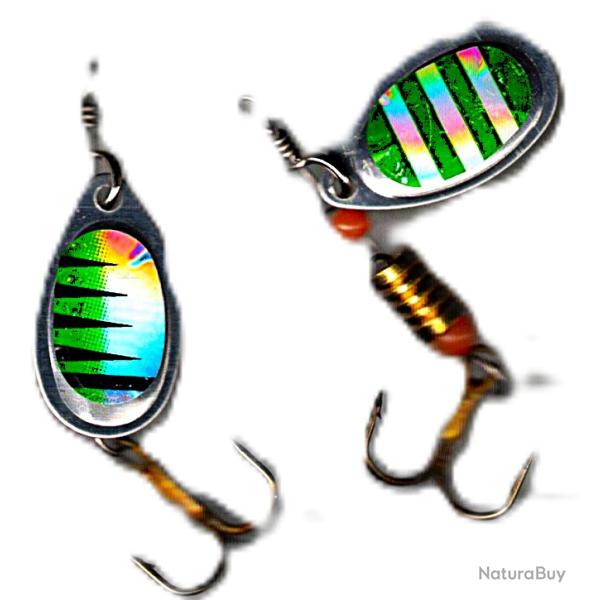 2 Cuillers tournante pour truites, perches et autres carnassiers - 3.40 et 3.70 gr.