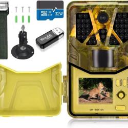 Cam&eacute;ra de Chasse Vision Nocturne 36MP 4K Ultra HD Surveillance &Eacute;tanche IP66 Angle120&deg;