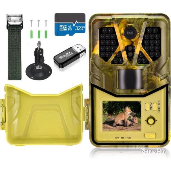 Cam�ra de Chasse 4K Ultra HD Vision Nocturne 36MP Surveillance �tanche IP66 Angle120�