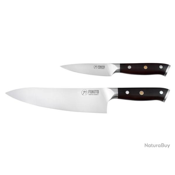 Couteaux Coffret de 2 Fukito Eb�ne X50 office 9 cm et chef 21 cm