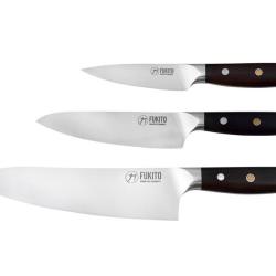 Couteaux Coffret de 3 Fukito Eb&egrave;ne X50 office 9cm-universelle 15cm-chef 21cm