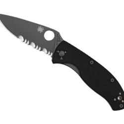 Couteau Spyderco Tenacious G10 noir Semi Dent&eacute;e