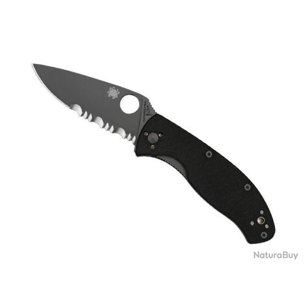 Couteau Spyderco Tenacious G10 noir Semi Dent�e
