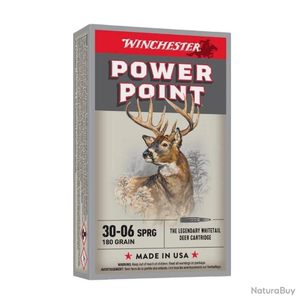 Cartouches Winchester 30-06 Power Point 180 gains Bte de 20
