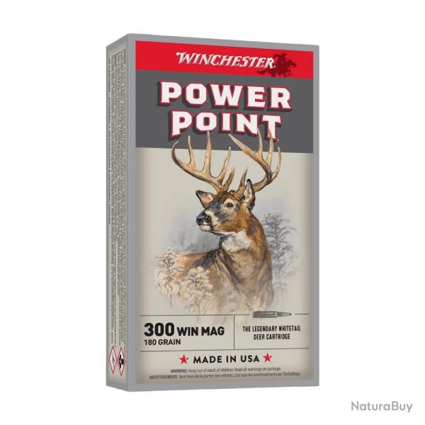 Cartouches Winchester 300WM Power Point 180 gains Bte de 20