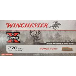 Cartouches Winchester 270WSM Power Point 150 gains Bte de 20
