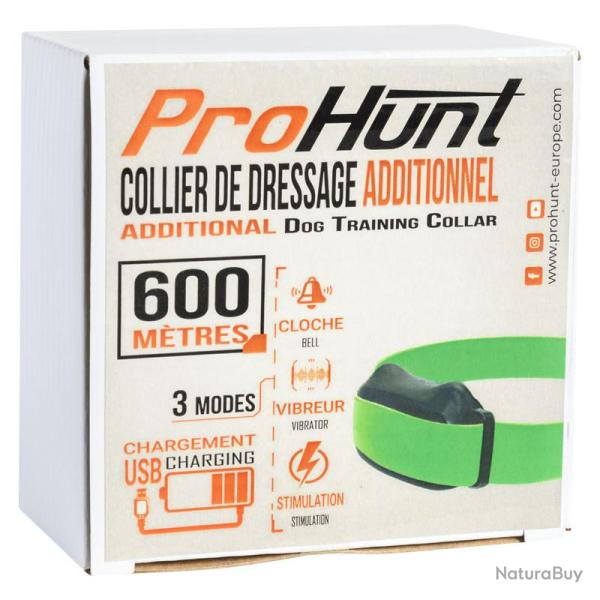 Collier additionnel de dressage pour chien - 600m ProHunt vert