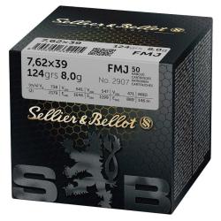 Cartouches S & B Vrac de 50 Calibre 7,62X39 FMJ 123gr 8g