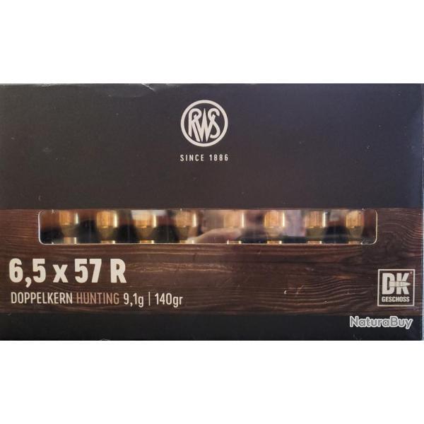 Cartouches RWS 6.5x57 R DK 140gr 9.1g Bte de19 cartouches