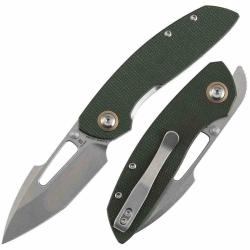 Couteau Tenable Link Green Lame Harpoon Acier 14C28N Manche Micarta Liner Lock B1068A5