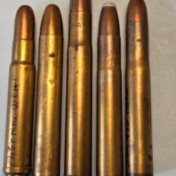 Un lot de cinq cartouches de grande chasse Nitro bel &eacute;tat de 450 " a 476 nitro