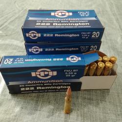 Top affaire! Lot munitions 222 rem excellent &eacute;tat &agrave; prix cass&eacute;. Quantit&eacute; 386, Fmj, SP etc.