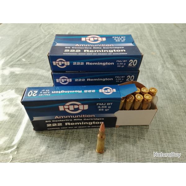 Top affaire! Lot munitions 222 rem excellent �tat � prix cass�. Quantit� 386, Fmj, SP etc.