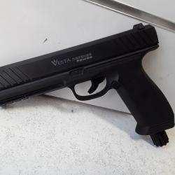 PISTOLET DE DEFENSE A BILLES CAOUTCHOUC VESTA PDW50 CL50 CO2 puissance 16 JOULES +50 BILLES +10 CO2