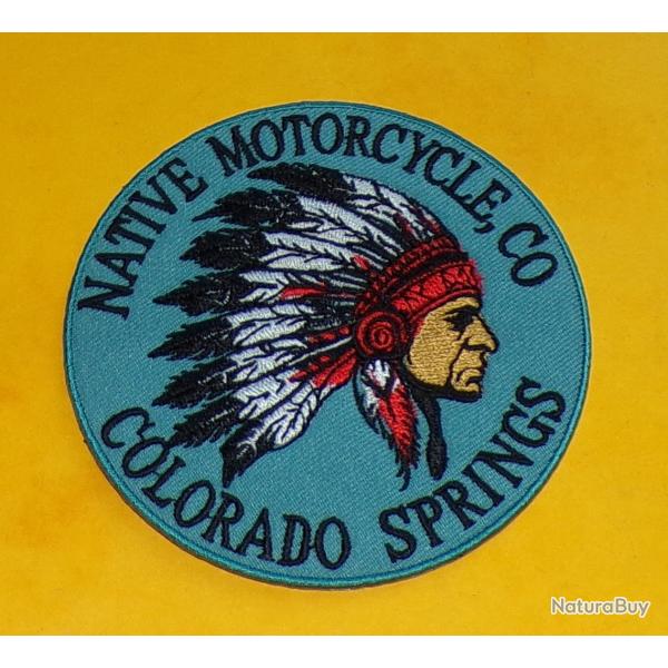 TISSU PATCH : NATIVE MOTORCYCLE , CO , COLORADO SPRINGS  , DIAMETRE 9 CM , BON ETAT VOIR PHOTO . POU