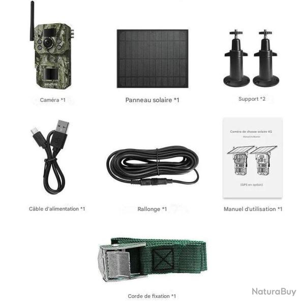 Cam�ra 4G 4MP *Ench�re* Solaire PIR IP66 D�tection Mobile Outdoor