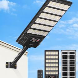 Lampadaire Solaire Exterieur, 3000K/4000K/6000K Lampe Solaire Puissante avec T&eacute;l&eacute;commande, IP67 &Eacute;tan