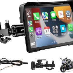 &Eacute;cran Carplay Moto 7" sans Fil pour CarPlay et Android Auto avec D&eacute;tection de la Pression des Pneus,