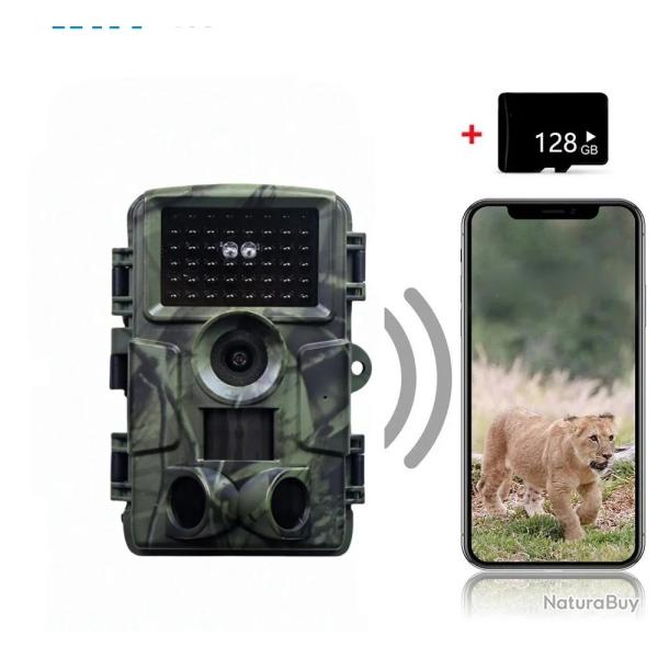 Cam�ra de Chasse WiFi 60MP 4K Sony Vision Nocturne 30m PIR 20m IP66 Pi�ge Photo Faune PR4000W 128 Go