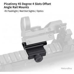 Promo !!!  Adaptateur pour rail picatinny d'angle de 45 degr&egrave;s
