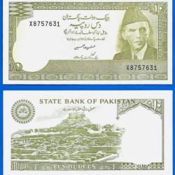 Pakistan 10 Roupies 1983 Neuf Billet Remplacement Prefix X Sign Israt Hussain