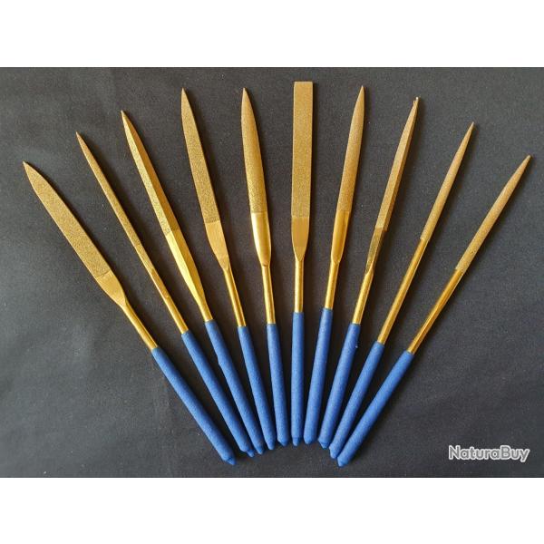 1 Jeu de 10 LIMES AIGUILLES DIAMANT DE PR�CISION 180 mm X 5 mm - NEUF