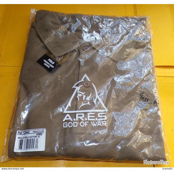 POLO FRENCH ARMY COYOTE , MANCHES COURTES AVEC DRAPEAU FRANCAIS SUR UNE MANCHE ET POCHE SUR L'AUTRE