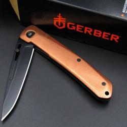 Couteau Gerber Affinity Copper Lame Drop Point Acier D2 Black Manche Cuivre Frame Lock G1068144