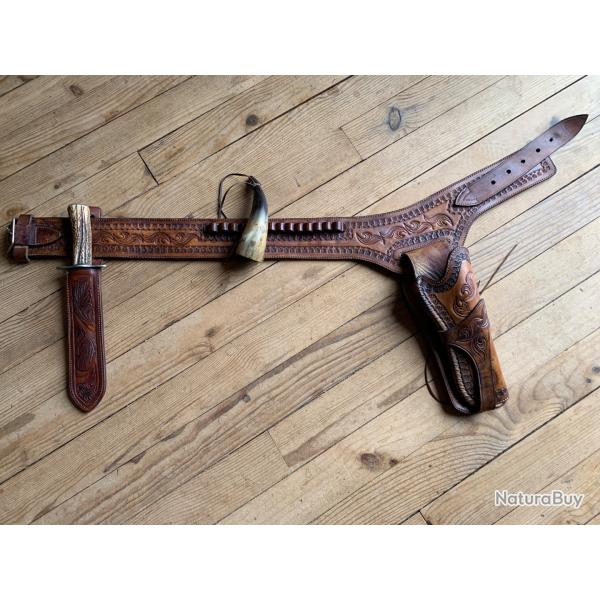 Ceinture Western compl�te XIX e si�cle - holster cowboy