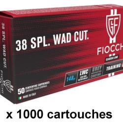 Cartouches fiocchi 38 Sp&eacute;cial Wad Cutter 148 grains X 1000
