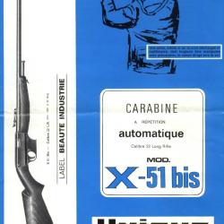 Scan du manuel d'utilisation carabine Unique X51 bis 22 LR semi auto