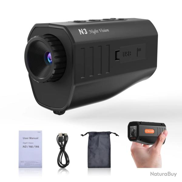Monoculaire enregistreur de vision nocturne 1080, 12MP, Zoom 5X