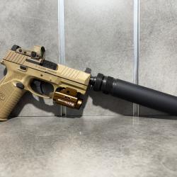 "PACK FNH ULTIMA" Pistolet FNH 509T FDE Calibre 9 mm Para + Point rouge + Silencieux + Lampe + Laser