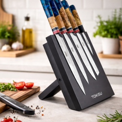 Tokisu Bloc &agrave; couteaux magn&eacute;tique bois noir - Ref: 20079