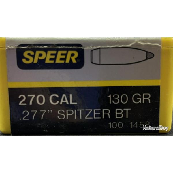 Ogives Speer 270cal 277diam 130gr SPITZER BT x100 (1458)