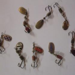 Lot de 8 cuillers de p&ecirc;che taille N&deg; 1 pour la truite et autres carnassiers