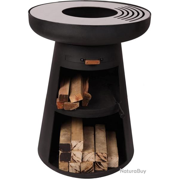 Barbecue Brasero �co-Responsable en Acier Corten - � 60 cm avec Plancha, Range-B�ches LIVRAISON FREE